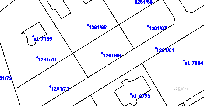 Parcela st. 1261/69 v KÚ Beroun, Katastrální mapa