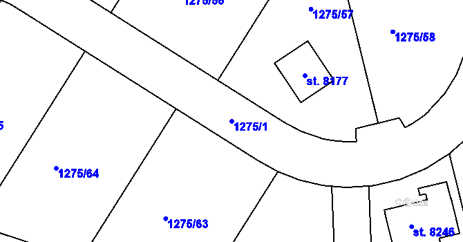 Parcela st. 1275/1 v KÚ Beroun, Katastrální mapa