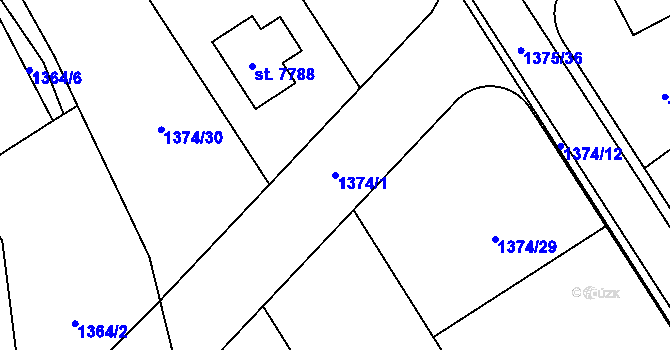 Parcela st. 1374/1 v KÚ Beroun, Katastrální mapa