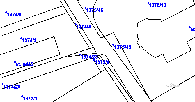 Parcela st. 1374/2 v KÚ Beroun, Katastrální mapa