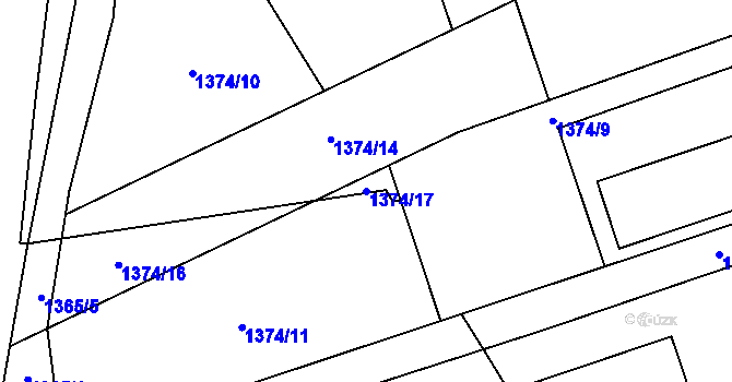 Parcela st. 1374/17 v KÚ Beroun, Katastrální mapa