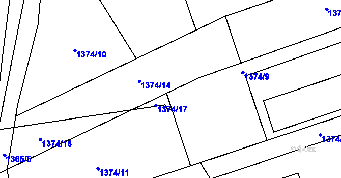 Parcela st. 1374/19 v KÚ Beroun, Katastrální mapa