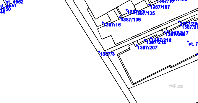 Parcela st. 1387/3 v KÚ Beroun, Katastrální mapa