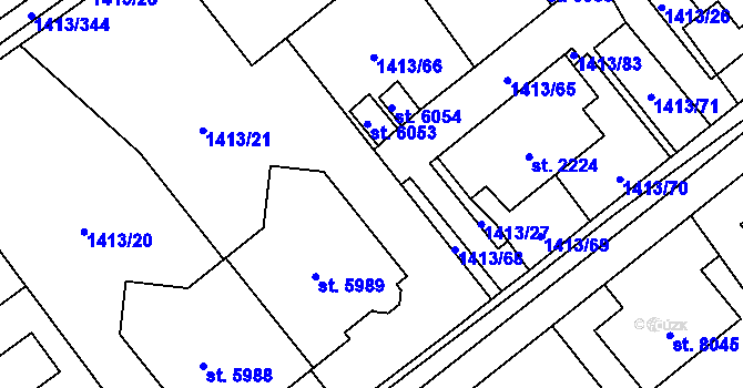 Parcela st. 1413/22 v KÚ Beroun, Katastrální mapa