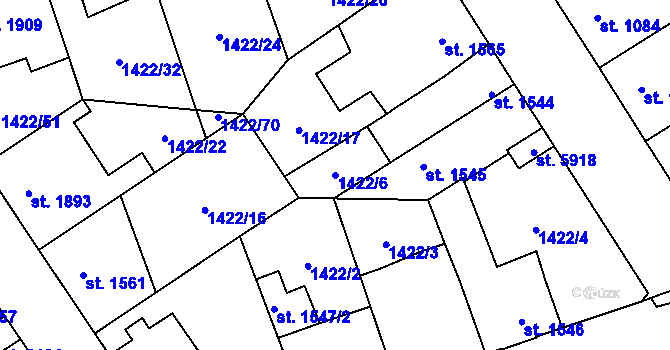 Parcela st. 1422/6 v KÚ Beroun, Katastrální mapa