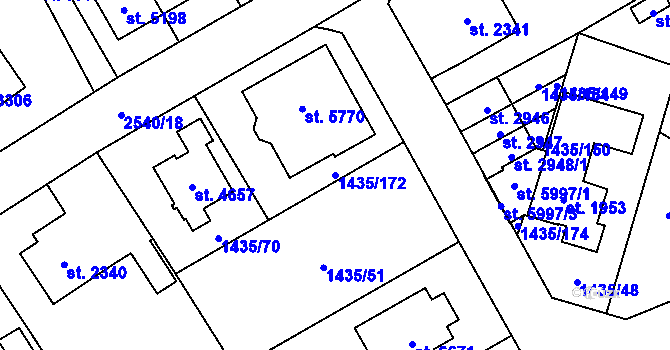Parcela st. 1435/172 v KÚ Beroun, Katastrální mapa