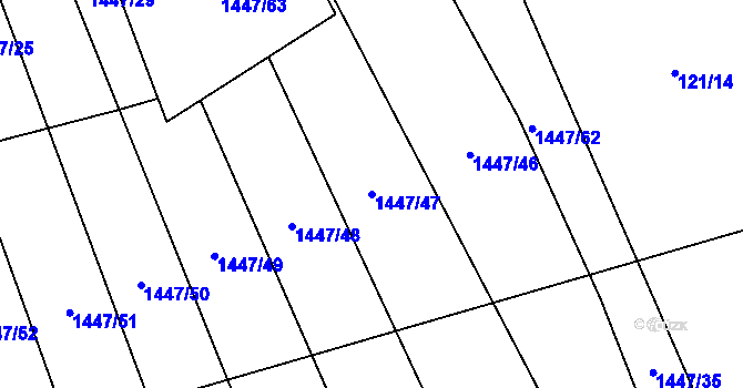 Parcela st. 1447/47 v KÚ Beroun, Katastrální mapa