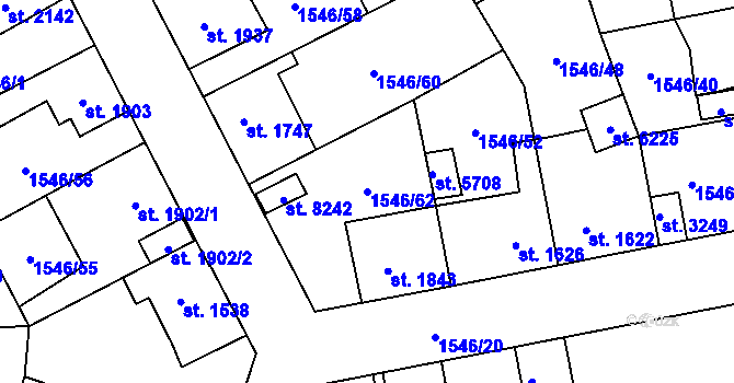 Parcela st. 1546/62 v KÚ Beroun, Katastrální mapa