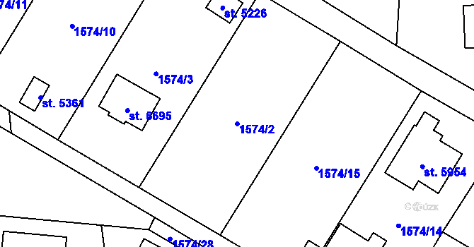 Parcela st. 1574/2 v KÚ Beroun, Katastrální mapa