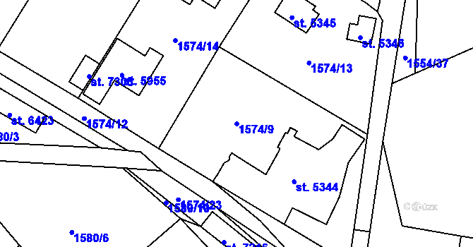 Parcela st. 1574/9 v KÚ Beroun, Katastrální mapa