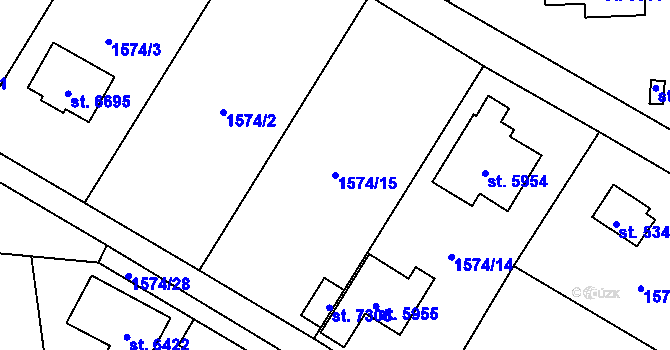 Parcela st. 1574/15 v KÚ Beroun, Katastrální mapa