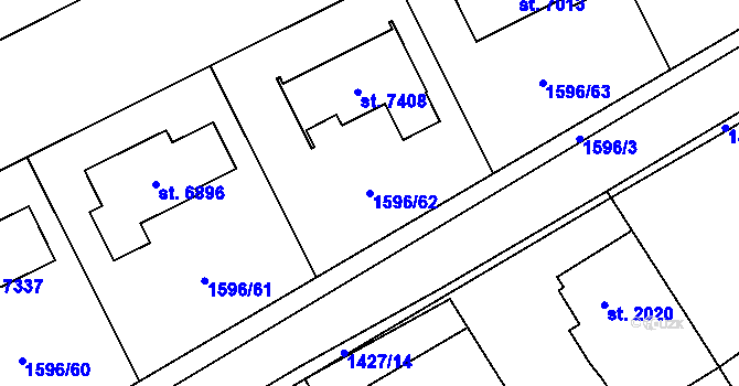 Parcela st. 1596/62 v KÚ Beroun, Katastrální mapa