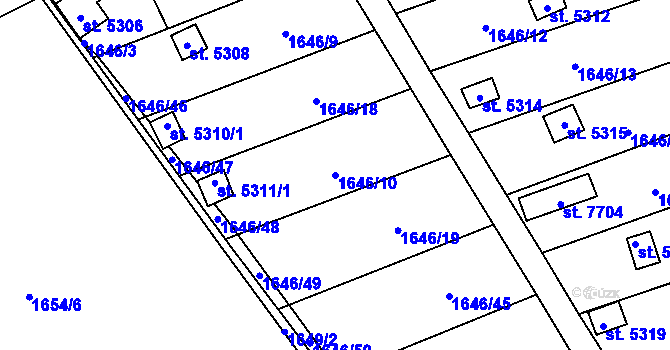 Parcela st. 1646/10 v KÚ Beroun, Katastrální mapa