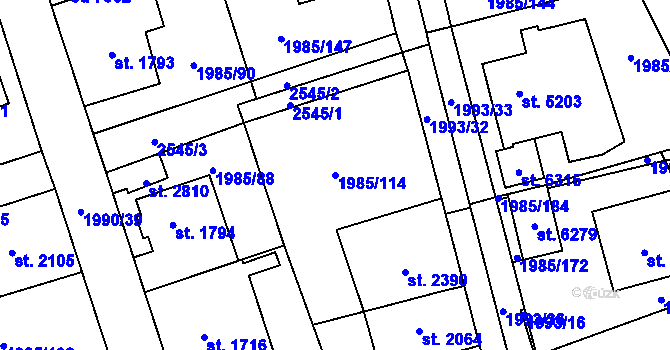Parcela st. 1985/114 v KÚ Beroun, Katastrální mapa