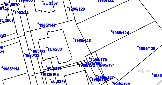 Parcela st. 1985/125 v KÚ Beroun, Katastrální mapa
