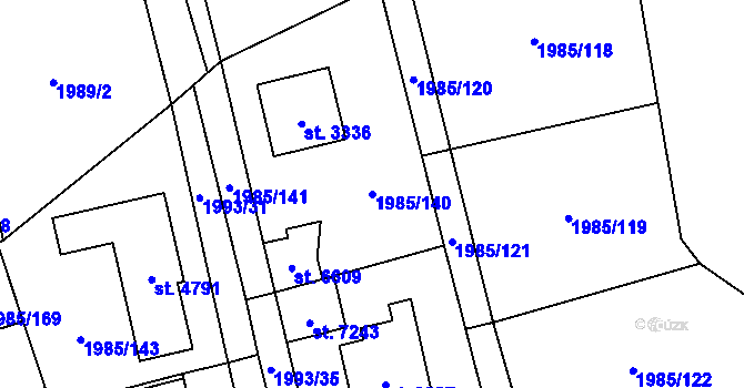 Parcela st. 1985/140 v KÚ Beroun, Katastrální mapa