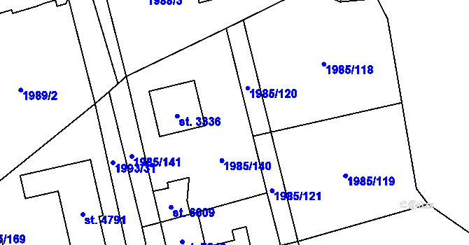 Parcela st. 1985/161 v KÚ Beroun, Katastrální mapa
