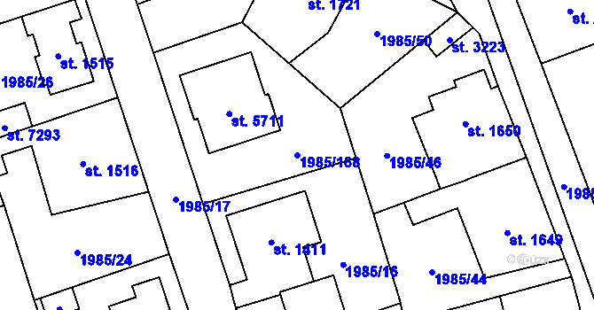 Parcela st. 1985/168 v KÚ Beroun, Katastrální mapa
