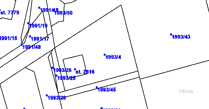 Parcela st. 1993/4 v KÚ Beroun, Katastrální mapa