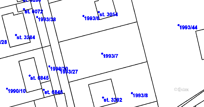 Parcela st. 1993/7 v KÚ Beroun, Katastrální mapa