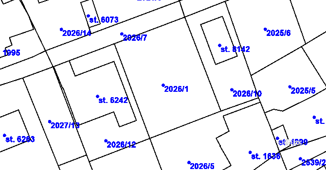 Parcela st. 2026/1 v KÚ Beroun, Katastrální mapa