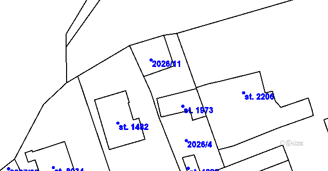Parcela st. 2026/8 v KÚ Beroun, Katastrální mapa