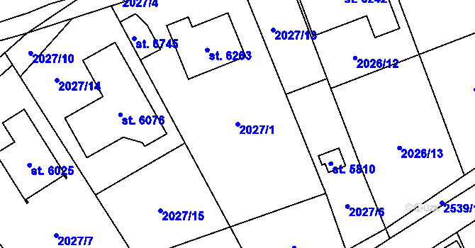 Parcela st. 2027/1 v KÚ Beroun, Katastrální mapa