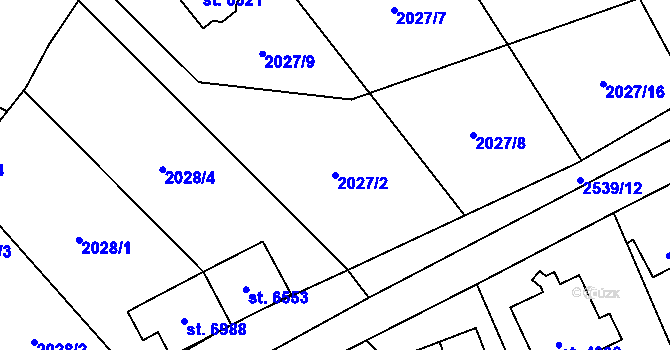 Parcela st. 2027/2 v KÚ Beroun, Katastrální mapa