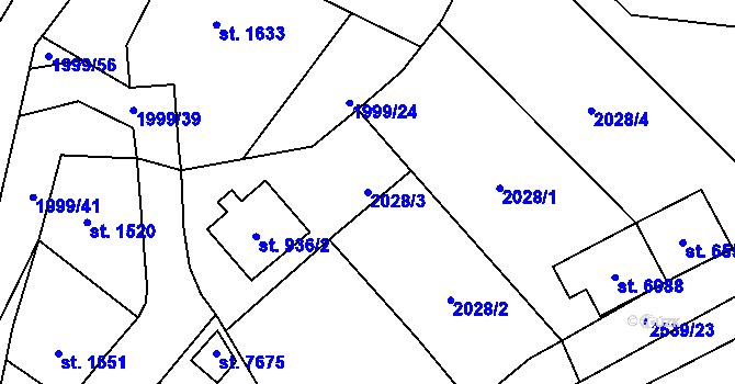 Parcela st. 2028/3 v KÚ Beroun, Katastrální mapa