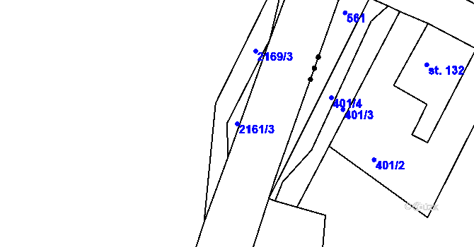 Parcela st. 2161/3 v KÚ Beroun, Katastrální mapa