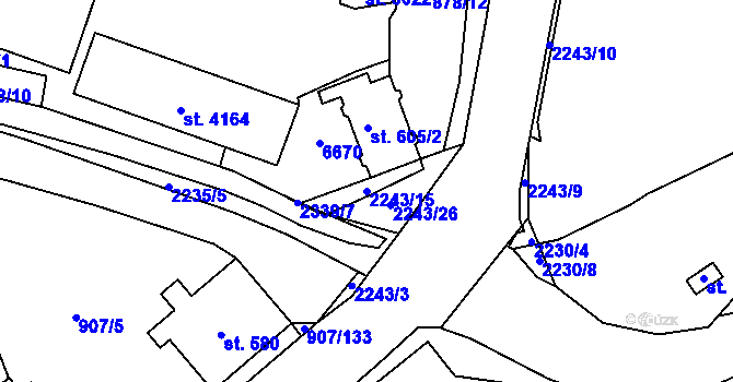 Parcela st. 2243/15 v KÚ Beroun, Katastrální mapa