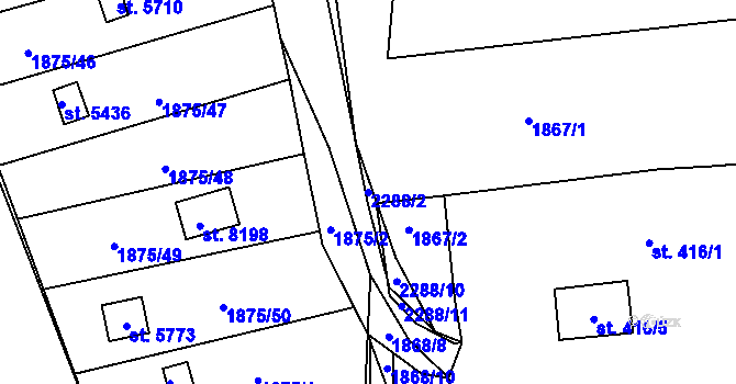 Parcela st. 2288/2 v KÚ Beroun, Katastrální mapa