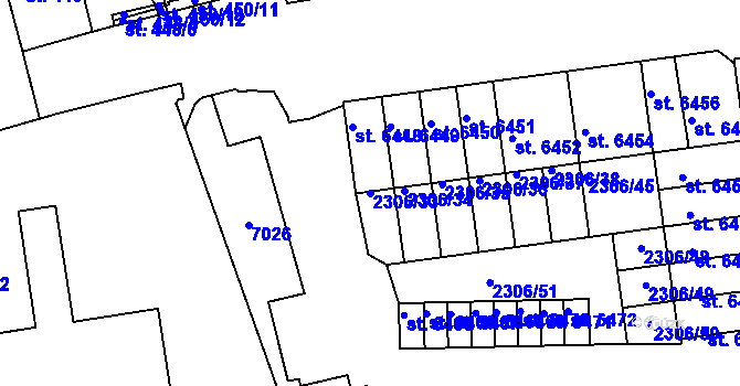 Parcela st. 2306/33 v KÚ Beroun, Katastrální mapa