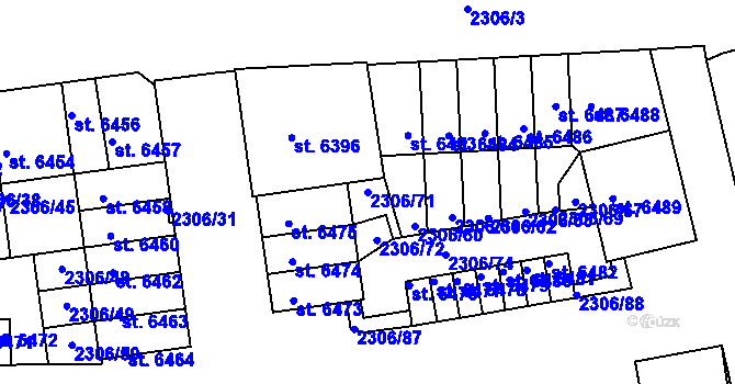 Parcela st. 2306/71 v KÚ Beroun, Katastrální mapa