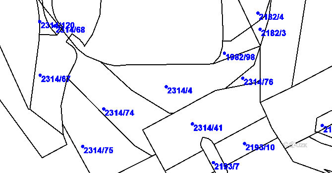 Parcela st. 2314/4 v KÚ Beroun, Katastrální mapa