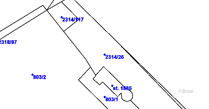 Parcela st. 2314/26 v KÚ Beroun, Katastrální mapa