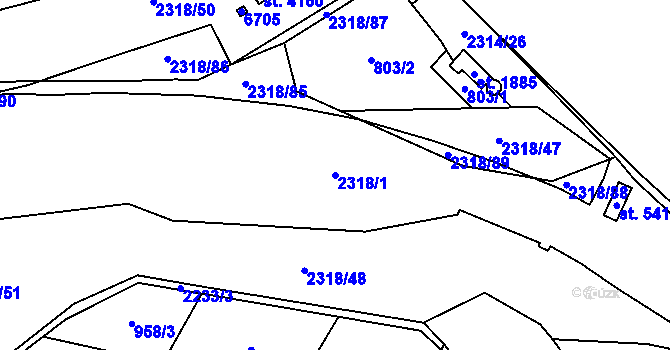 Parcela st. 2318/1 v KÚ Beroun, Katastrální mapa