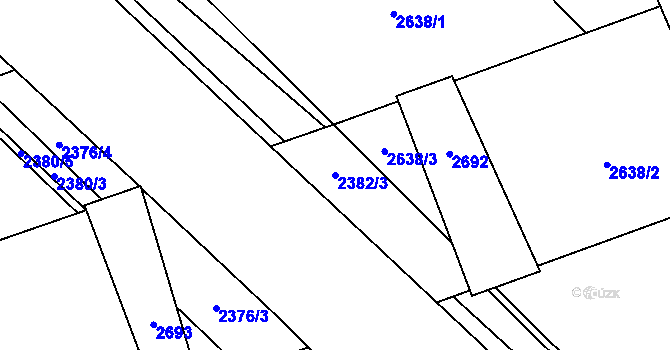 Parcela st. 2382/3 v KÚ Beroun, Katastrální mapa