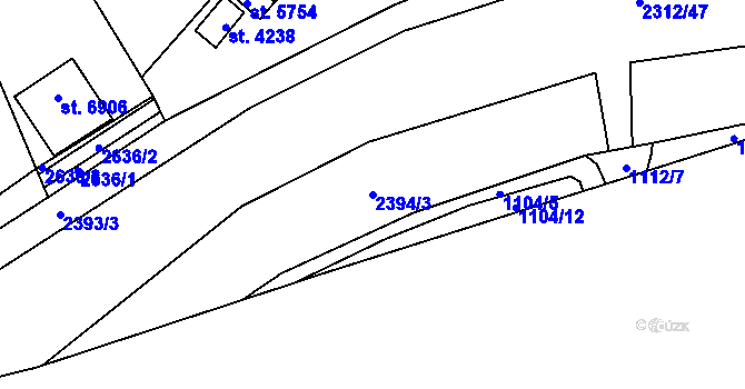 Parcela st. 2394/3 v KÚ Beroun, Katastrální mapa