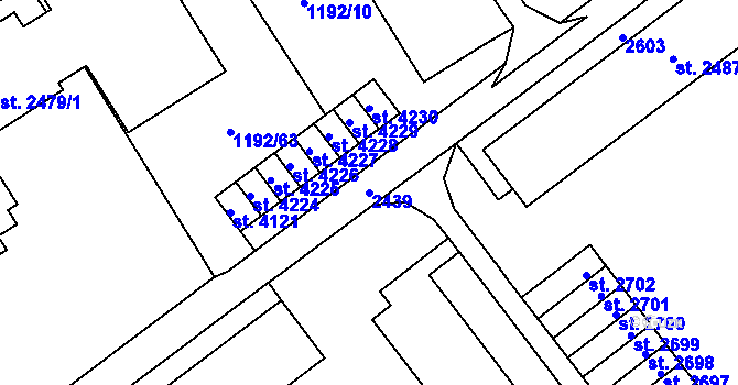 Parcela st. 2439 v KÚ Beroun, Katastrální mapa