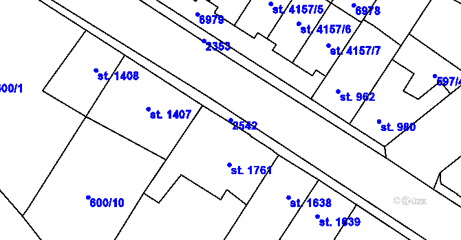 Parcela st. 2542 v KÚ Beroun, Katastrální mapa