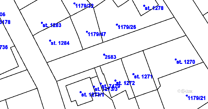 Parcela st. 2583 v KÚ Beroun, Katastrální mapa