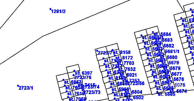 Parcela st. 2723/71 v KÚ Beroun, Katastrální mapa