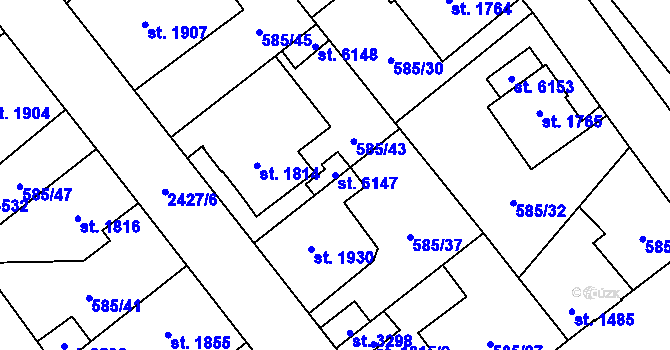 Parcela st. 6147 v KÚ Beroun, Katastrální mapa