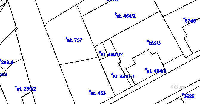 Parcela st. 4401/2 v KÚ Beroun, Katastrální mapa