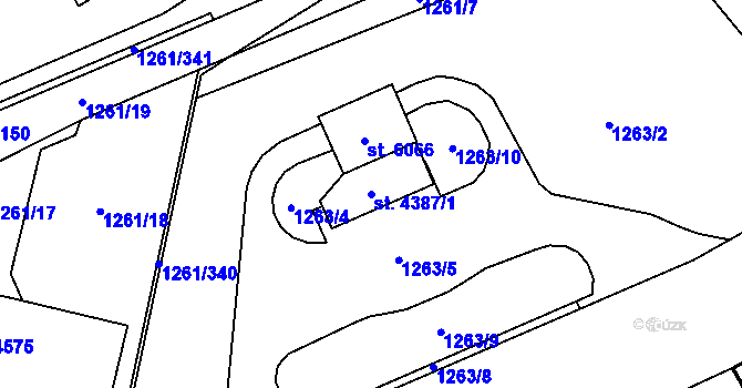 Parcela st. 4387/1 v KÚ Beroun, Katastrální mapa