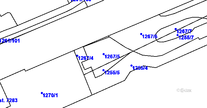 Parcela st. 1267/5 v KÚ Beroun, Katastrální mapa