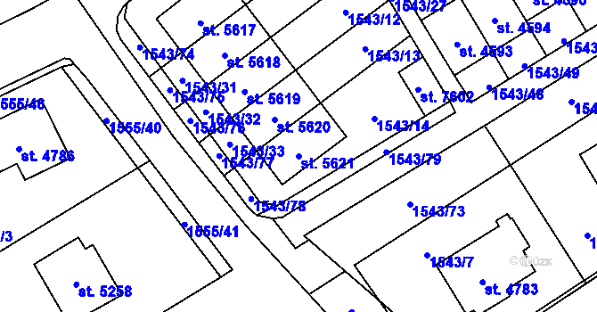 Parcela st. 5621 v KÚ Beroun, Katastrální mapa