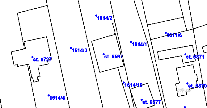 Parcela st. 6597 v KÚ Beroun, Katastrální mapa