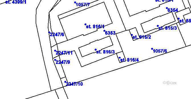 Parcela st. 816/3 v KÚ Beroun, Katastrální mapa